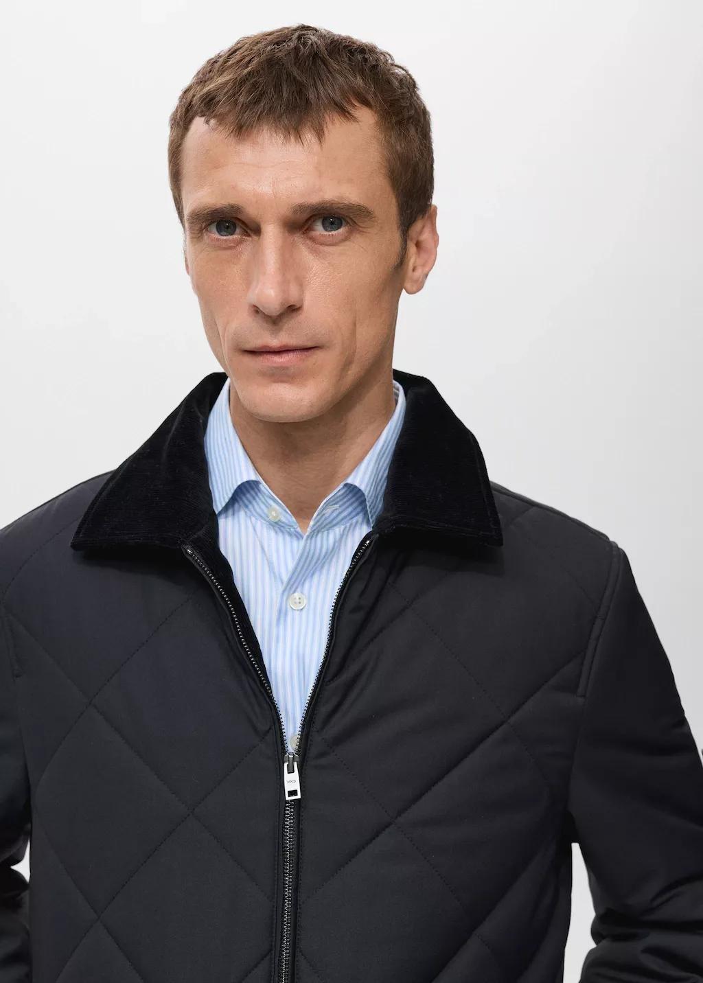 Blue Quilted Water-Repellent Jacket, Dark Blue, large image number 4