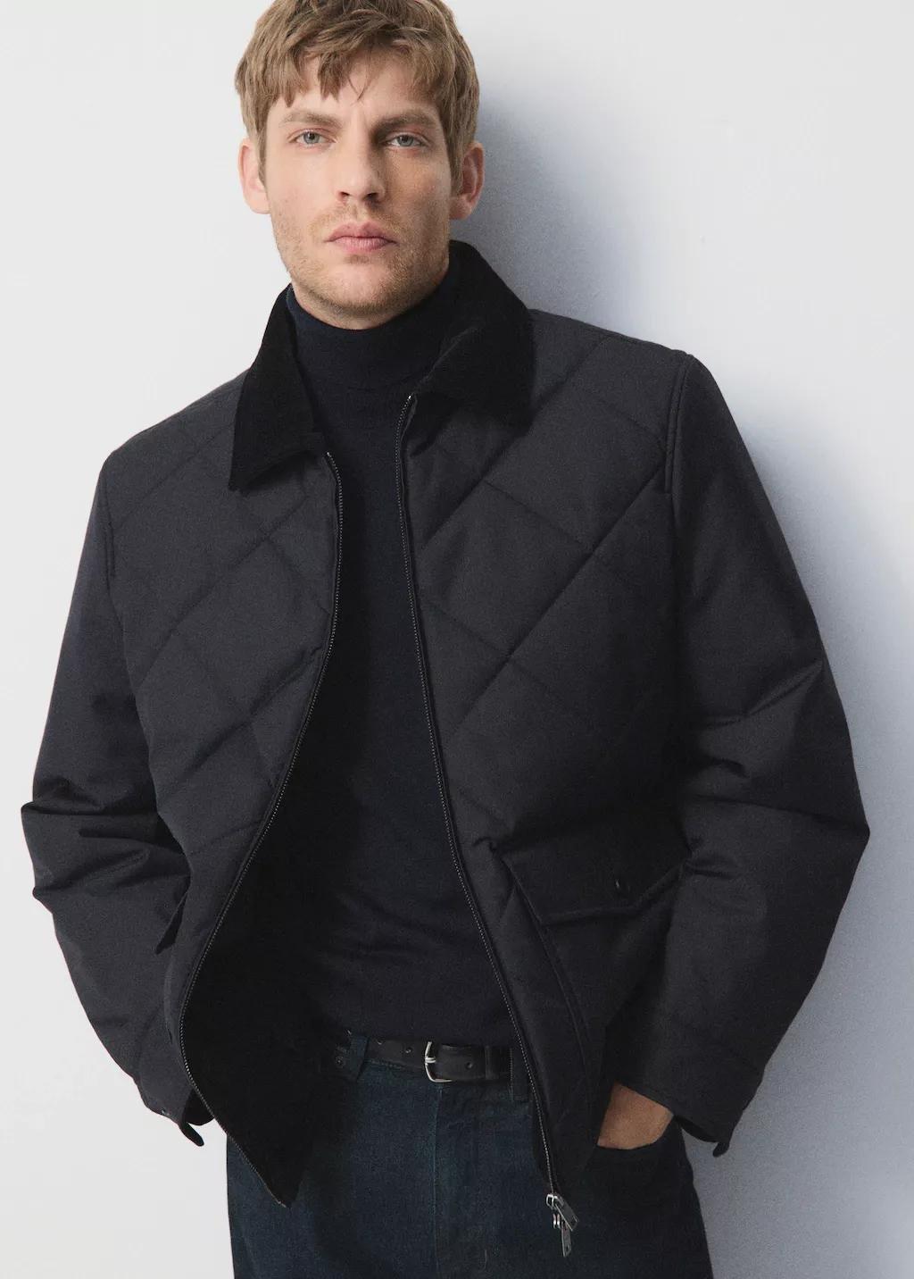 Blue Quilted Water-Repellent Jacket, Dark Blue, large image number 6