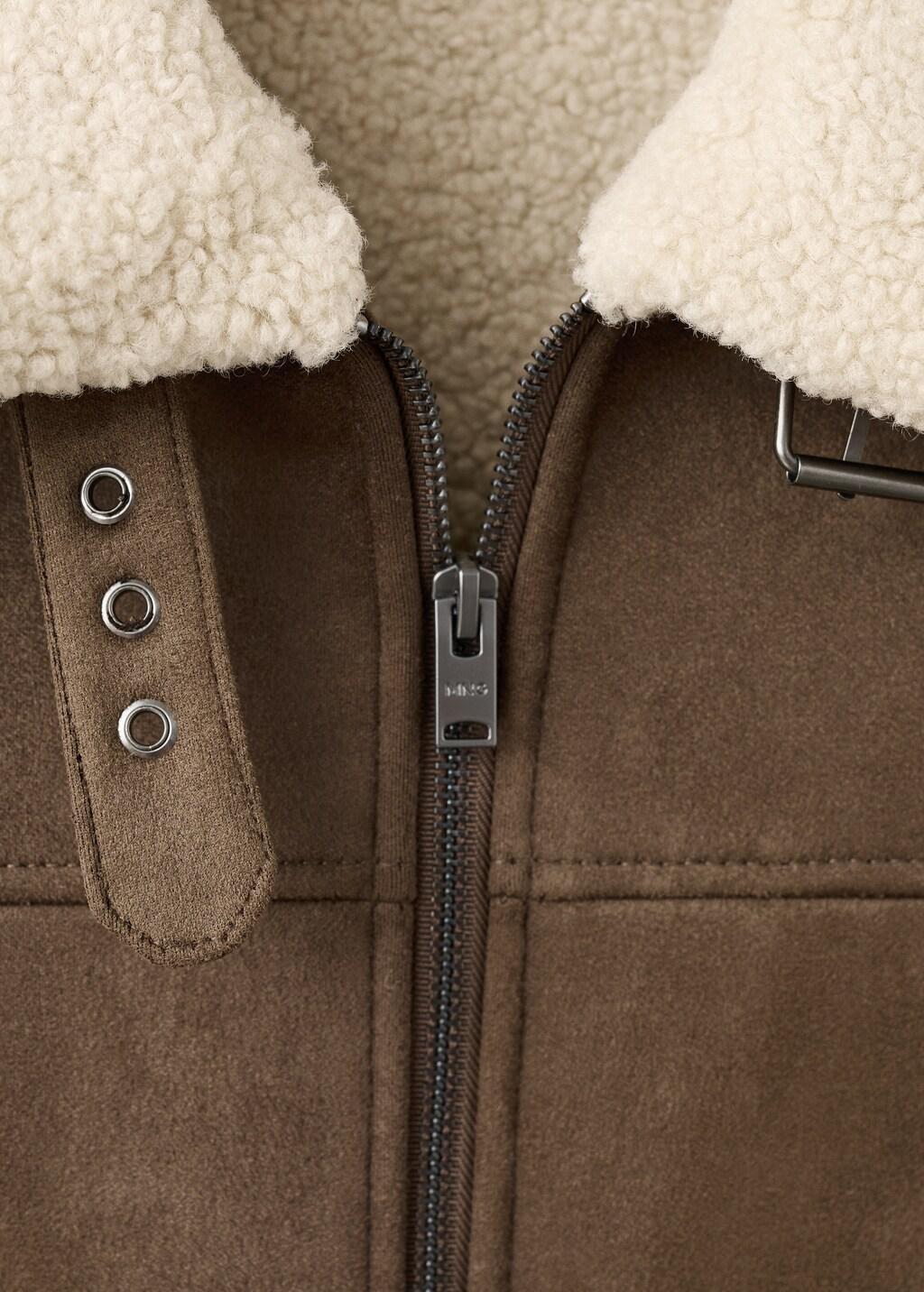 Brown Faux-Leather Fleece Jacket, Medium Brown, large image number 1