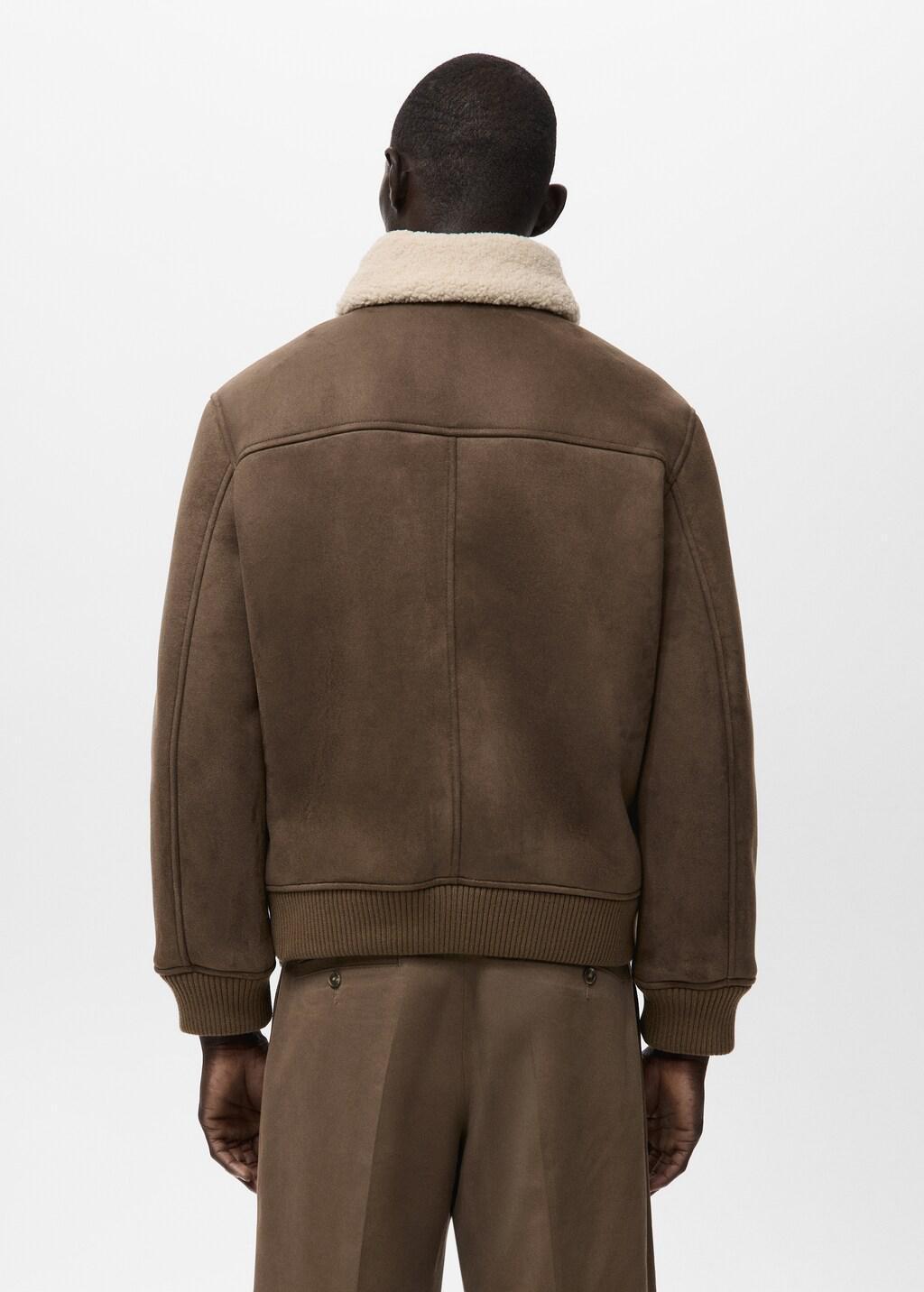 Brown Faux-Leather Fleece Jacket, Medium Brown, large image number 2