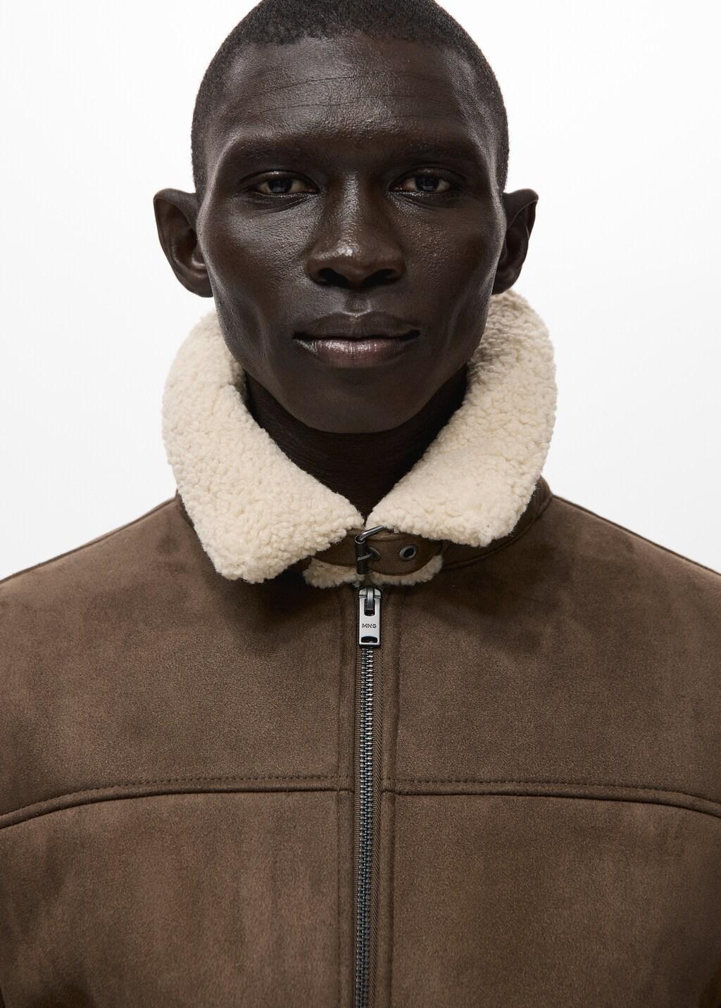 Brown Faux-Leather Fleece Jacket, Medium Brown, large image number 4