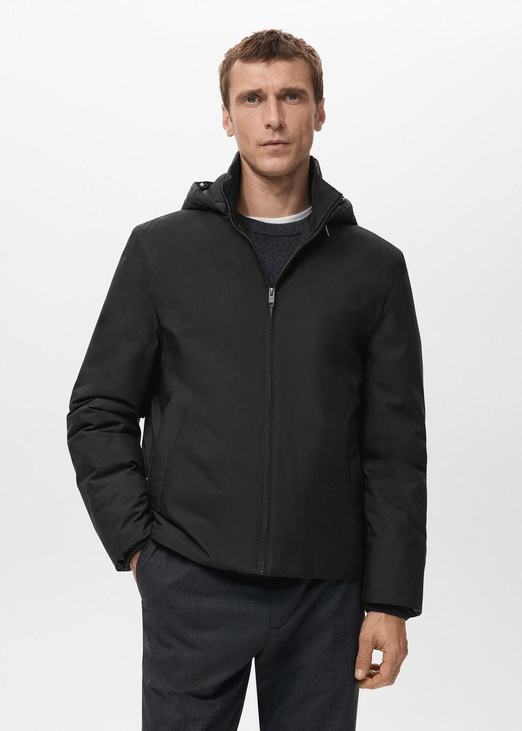 Black Quilted Water Repellent Jacket, Black, large image number 3
