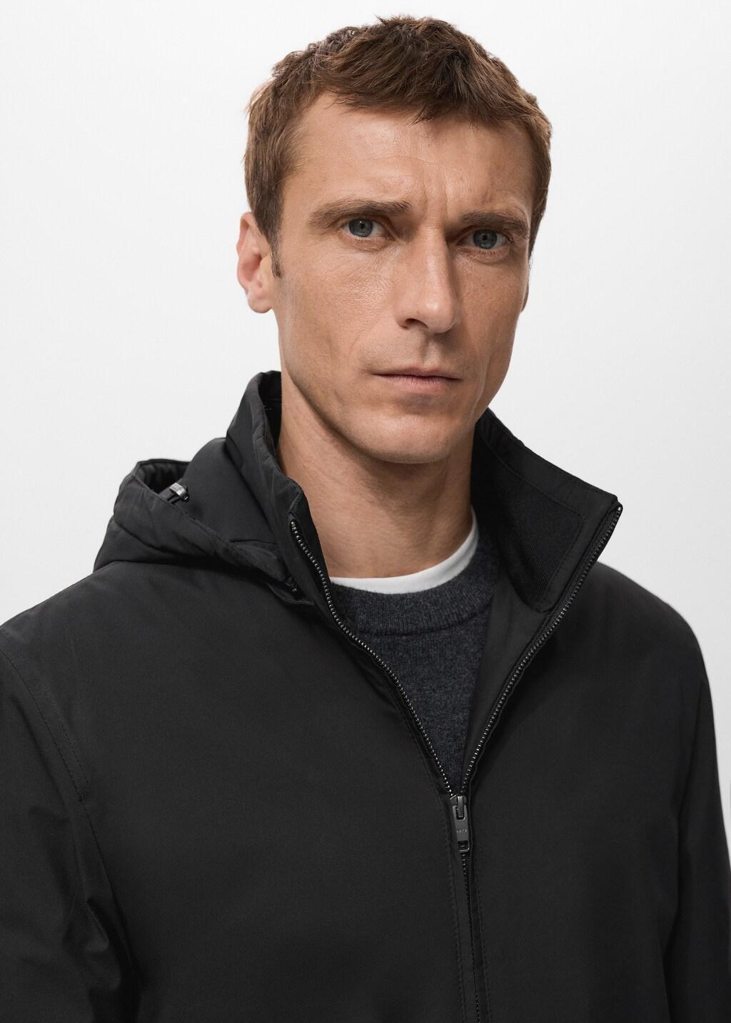 Black Quilted Water Repellent Jacket, Black, large image number 4