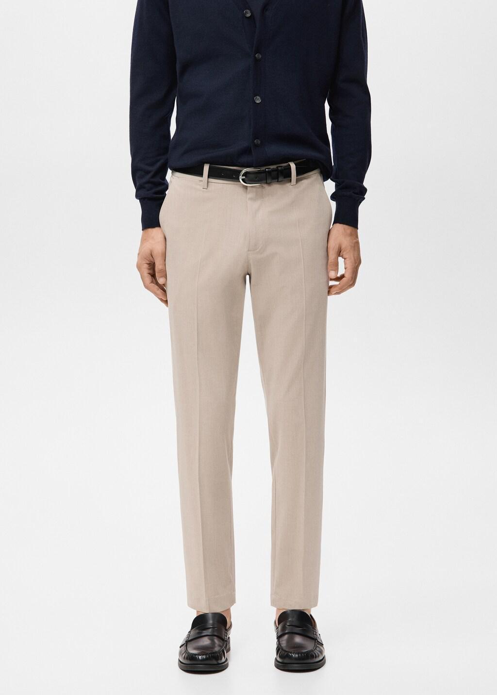 Beige Bologna Cropped Slim Fit Trousers, Light Beige, large image number 3