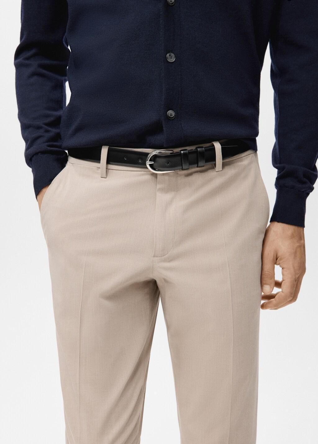 Beige Bologna Cropped Slim Fit Trousers, Light Beige, large image number 4