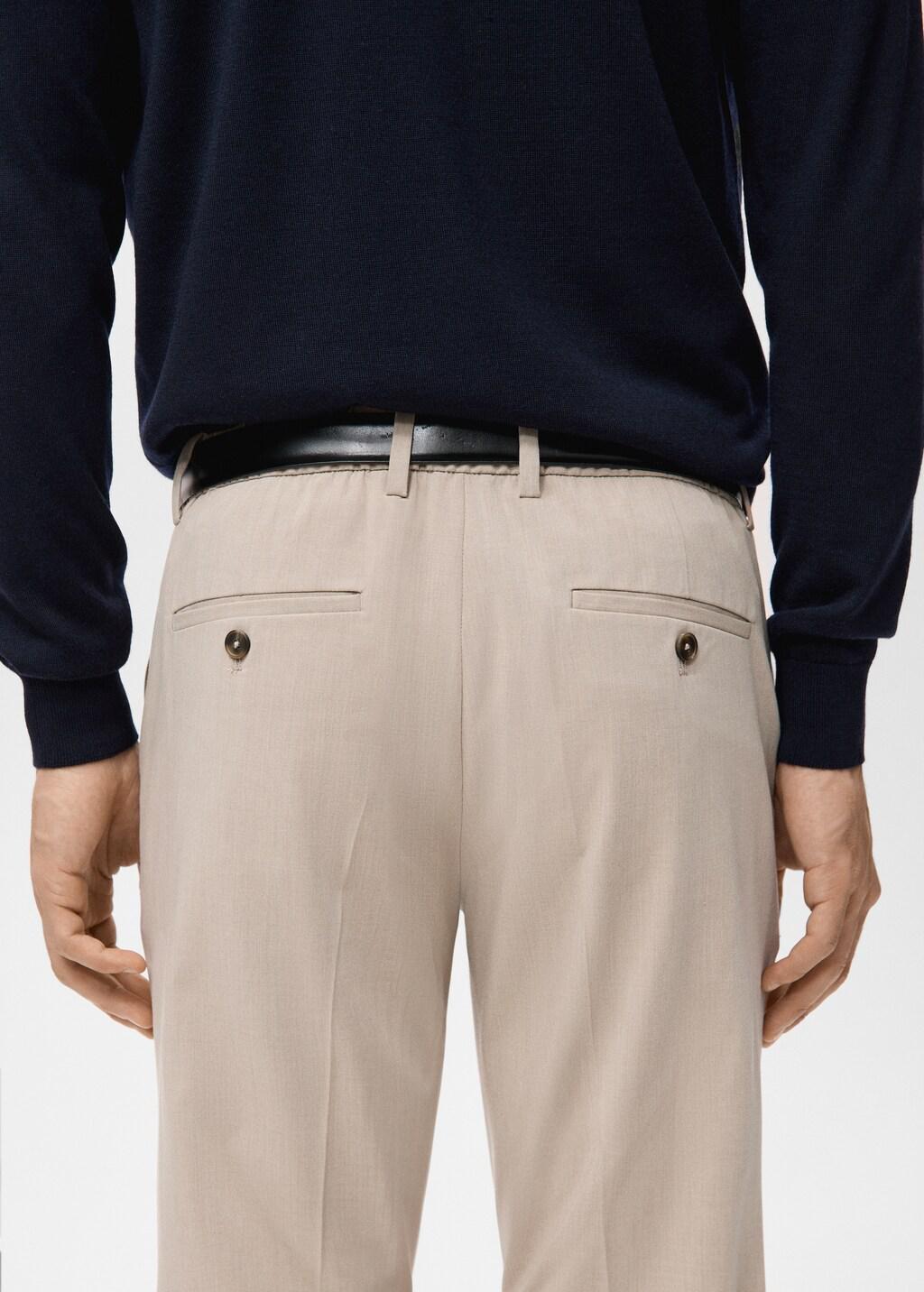 Beige Bologna Cropped Slim Fit Trousers, Light Beige, large image number 6