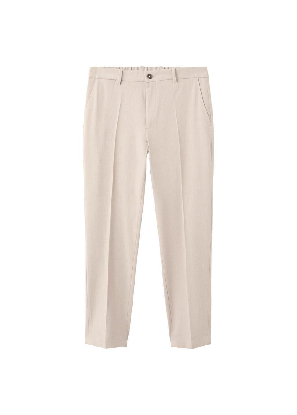 Beige Bologna Cropped Slim Fit Trousers, Light Beige, large image number 7
