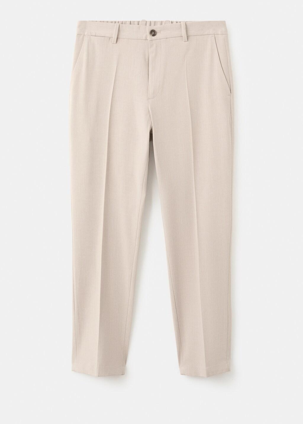 Beige Bologna Cropped Slim Fit Trousers, Light Beige, large image number 8