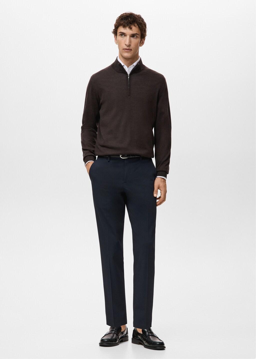 Navy Bologna Cropped Slim-Fit Trousers, Navy, large image number 0