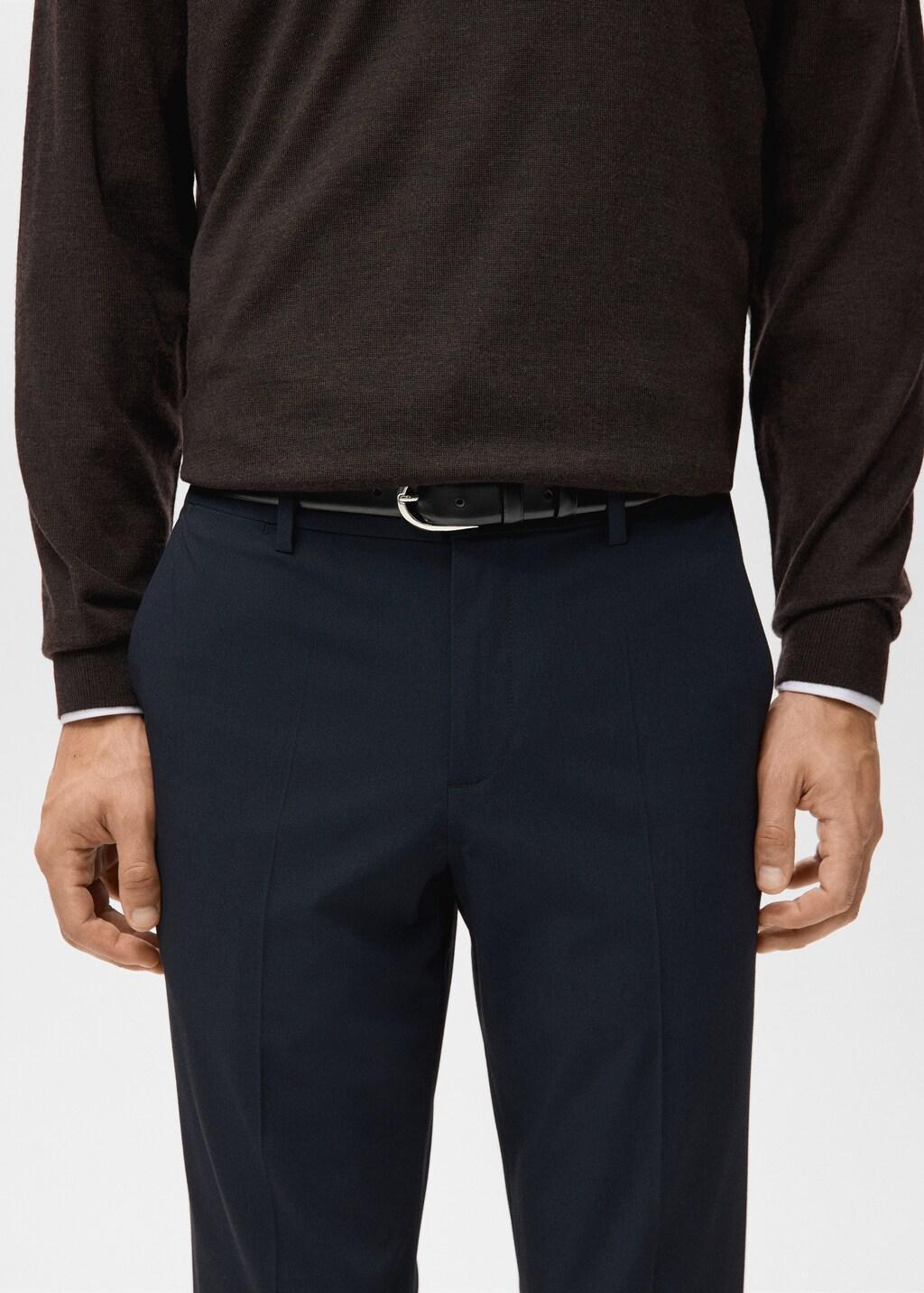 Navy Bologna Cropped Slim-Fit Trousers, Navy, large image number 4