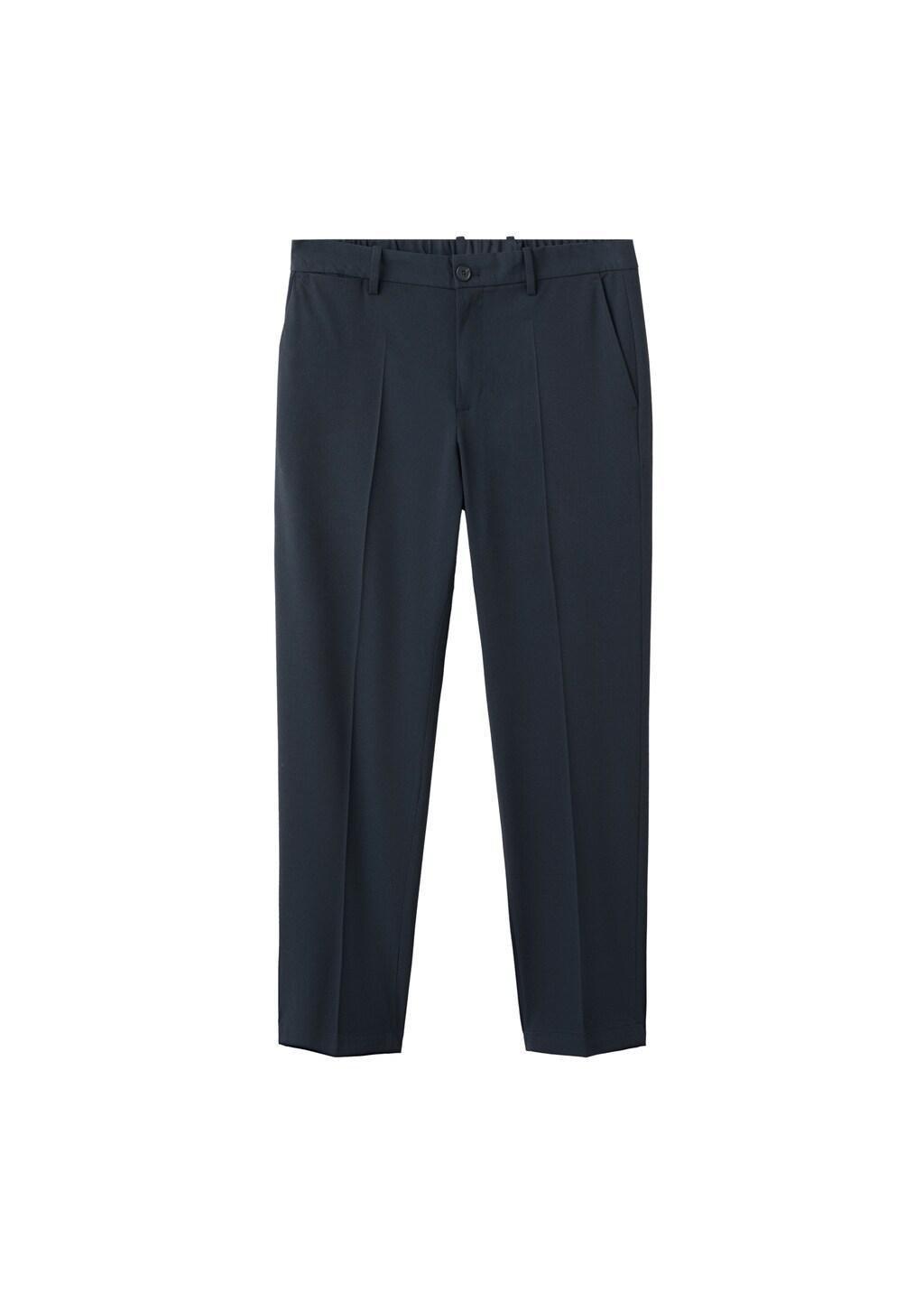 Navy Bologna Cropped Slim-Fit Trousers, Navy, large image number 7