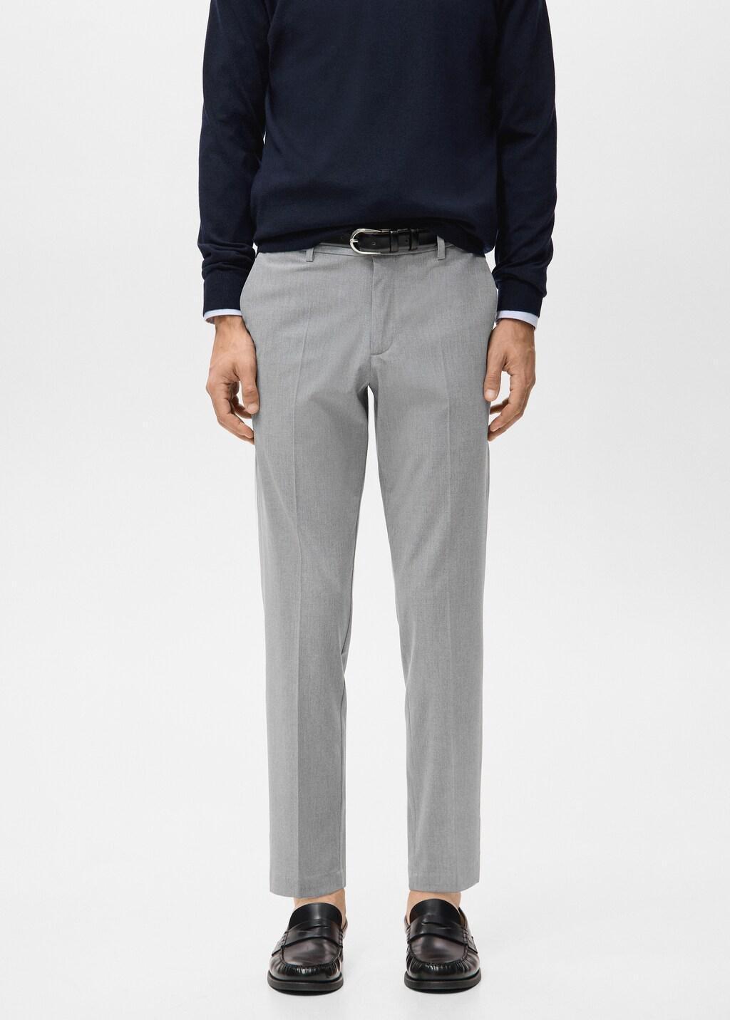 Grey Bologna Cropped Slim-Fit Trousers, 0201_91, large image number 3