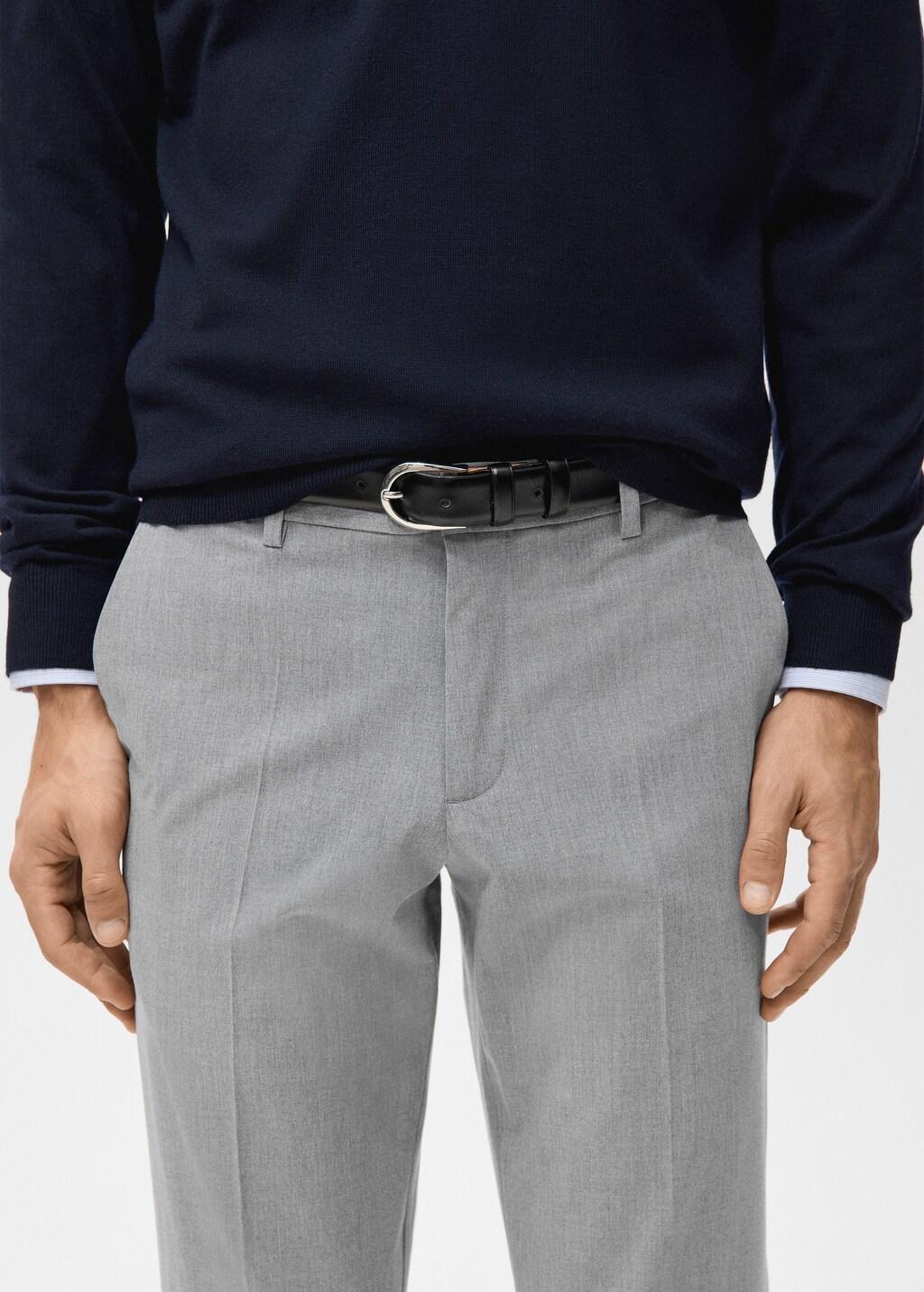 Grey Bologna Cropped Slim-Fit Trousers, 0201_91, large image number 4