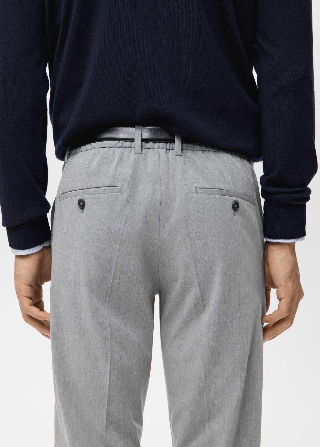 Grey Bologna Cropped Slim-Fit Trousers, 0201_91, large image number 6