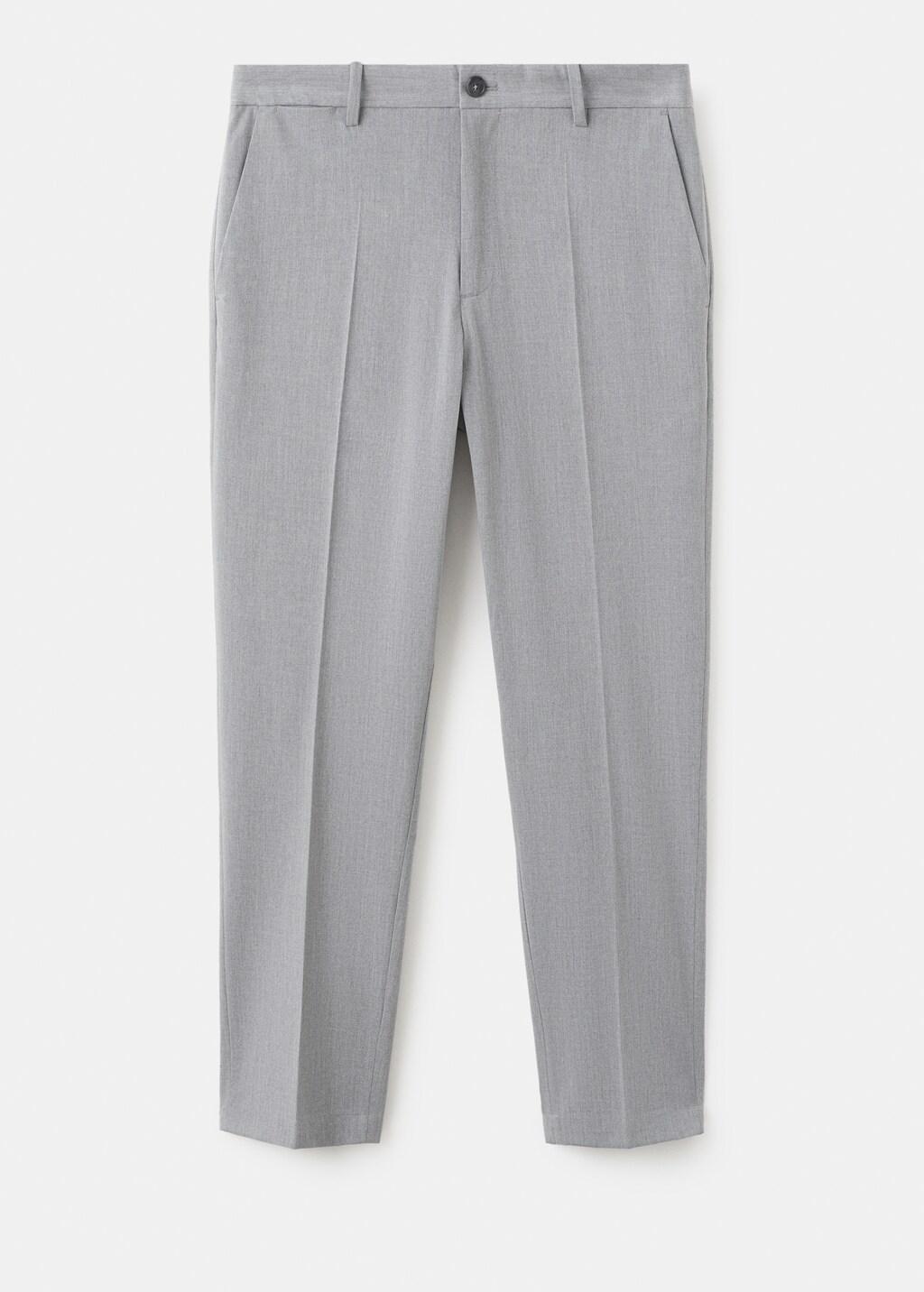 Grey Bologna Cropped Slim-Fit Trousers, 0201_91, large image number 8