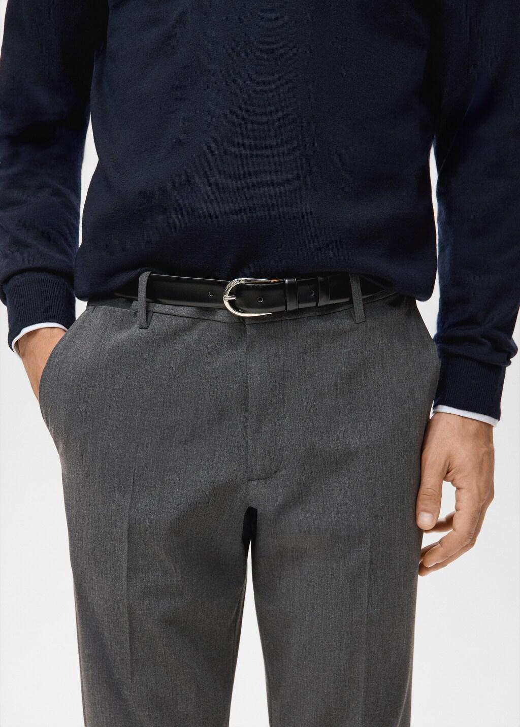 Grey Bologna Cropped Slim-Fit Trousers, Grey, large image number 4