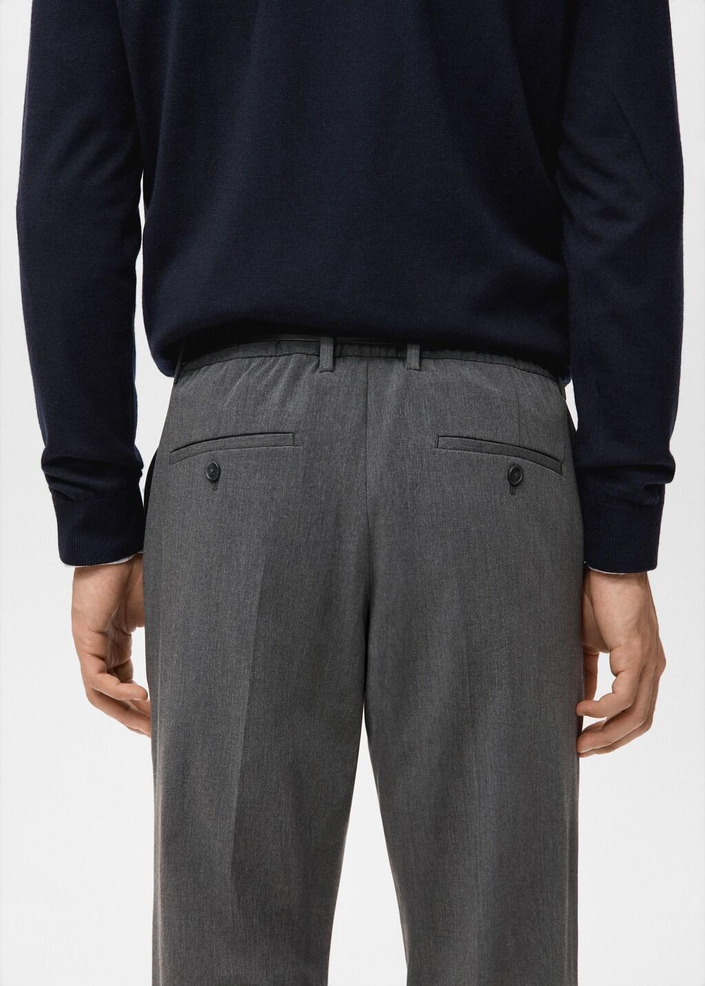 Grey Bologna Cropped Slim-Fit Trousers, Grey, large image number 6