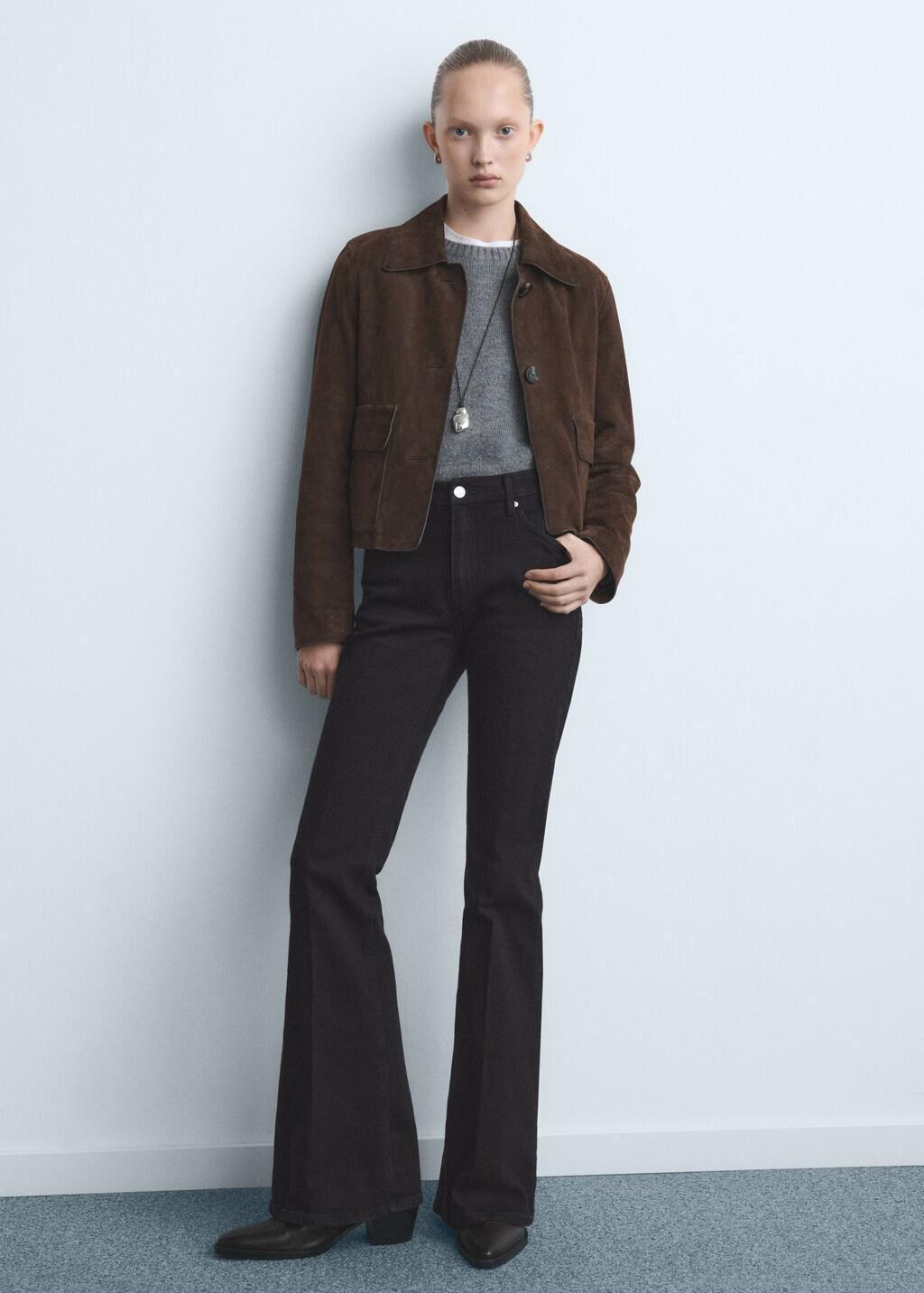 Grey Violet Flared High-Rise Jeans, 0201_TN, large image number 0