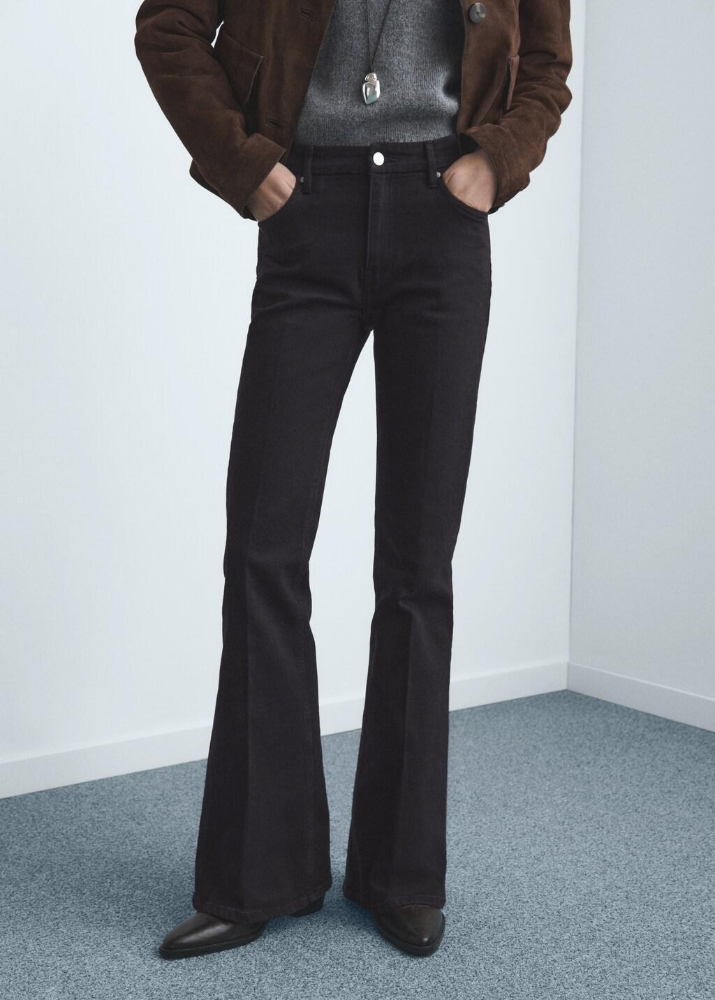 Grey Violet Flared High-Rise Jeans, 0201_TN, large image number 3