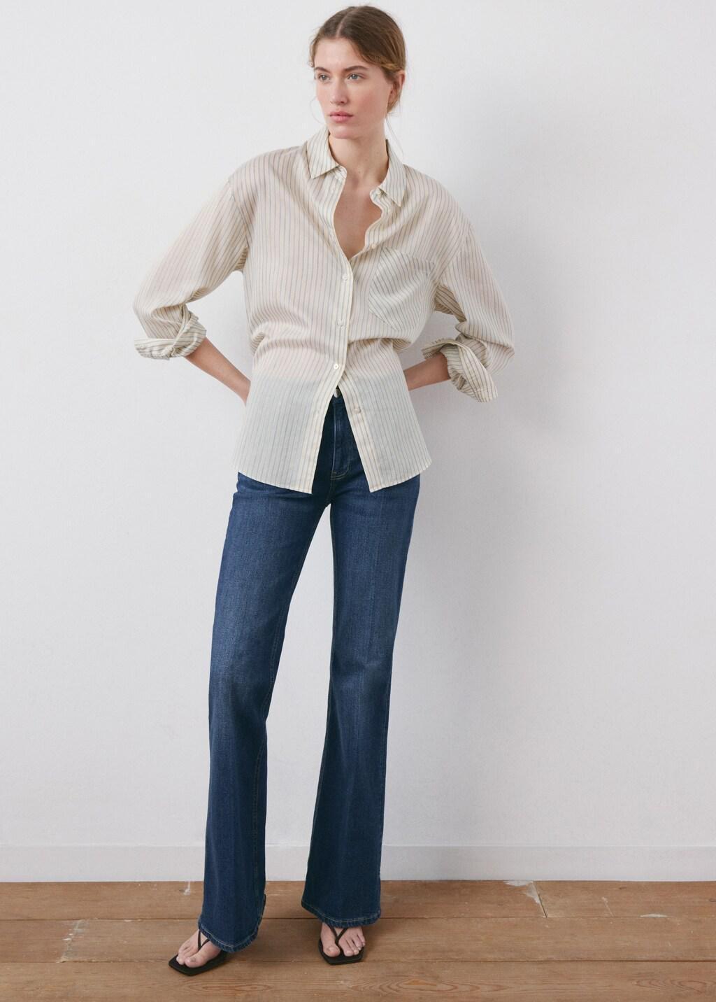 Blue Flared High-Rise Jeans, Open Blue, large image number 0