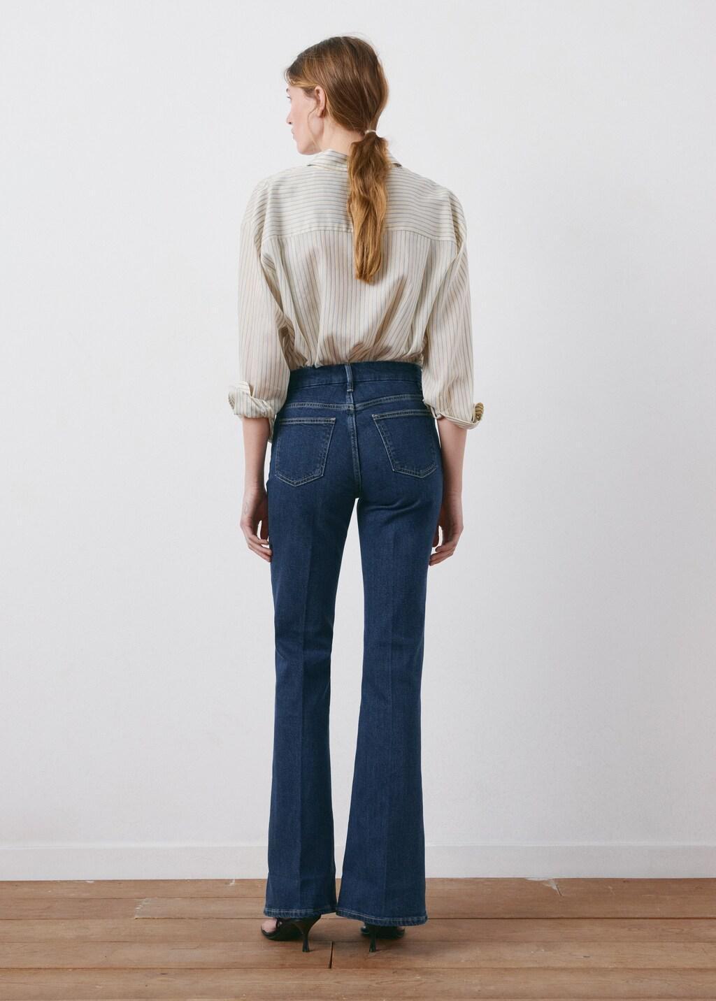 Blue Flared High-Rise Jeans, Open Blue, large image number 2