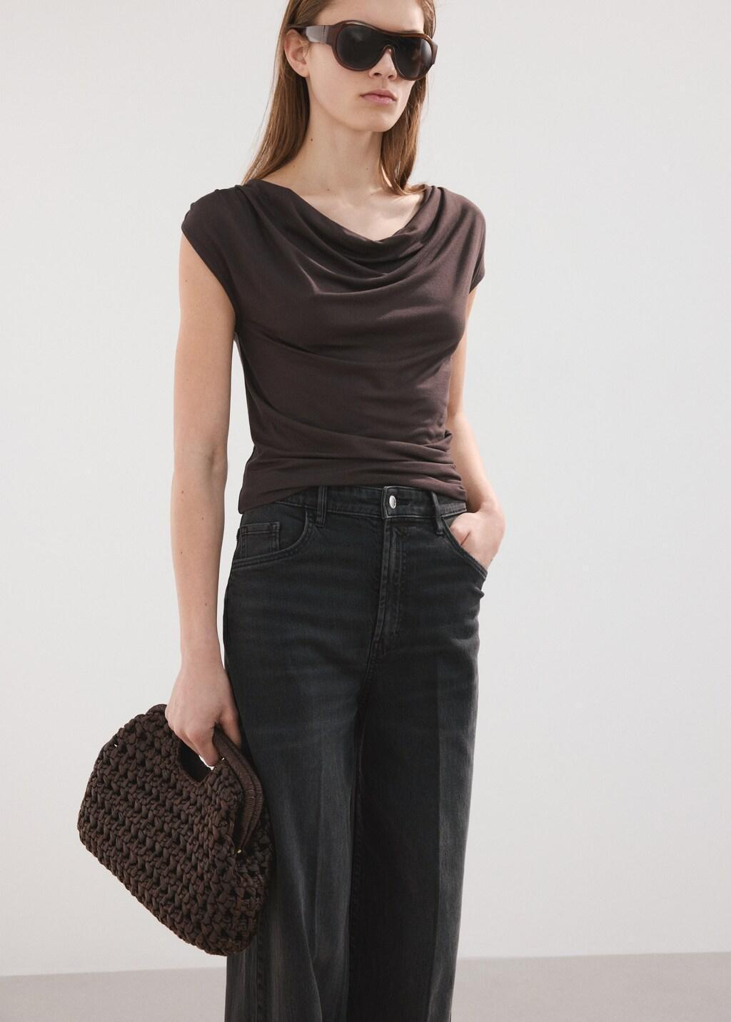 Grey High-Waisted Wide-Leg Jeans, Open Grey, large image number 7
