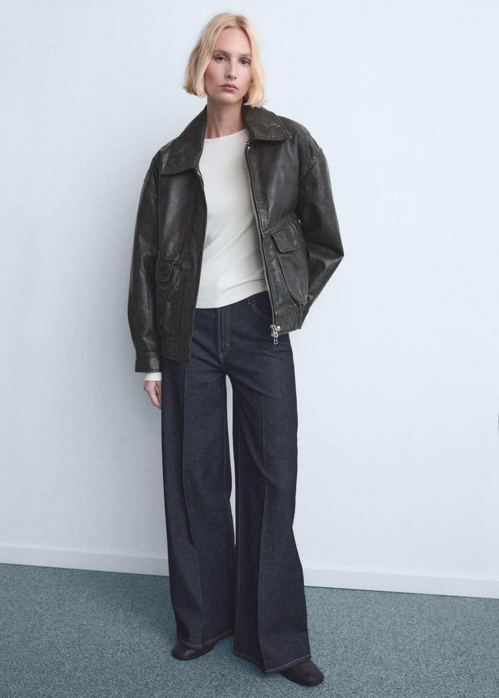 Blue High-Waisted Wide-Leg Jeans, Open Blue, medium