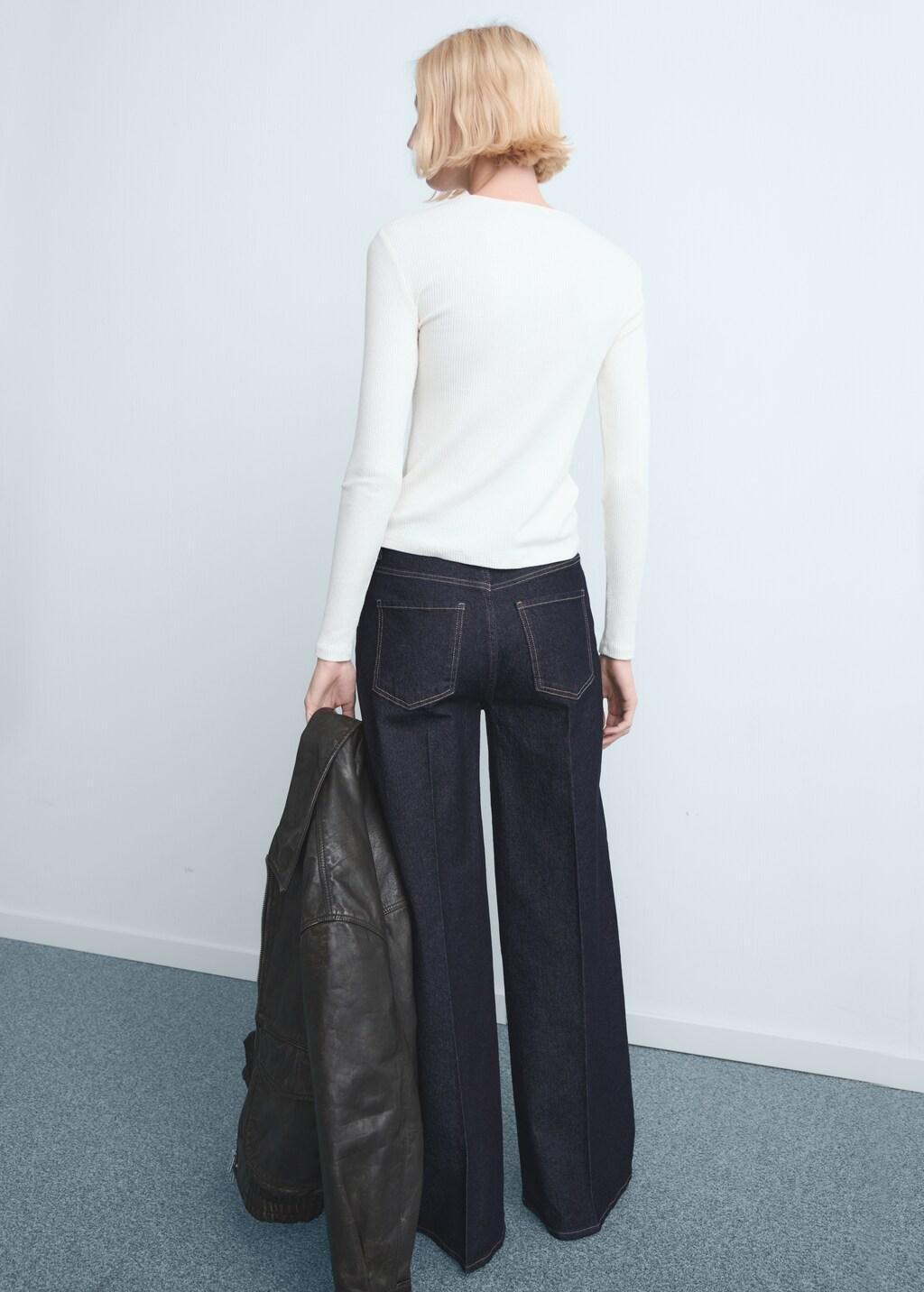Blue High-Waisted Wide-Leg Jeans, Open Blue, medium