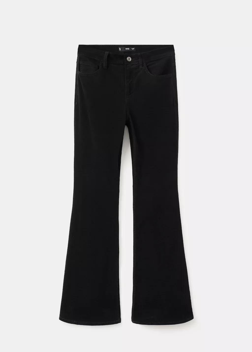Black Velvet Flared Jeans, Black, large image number 7