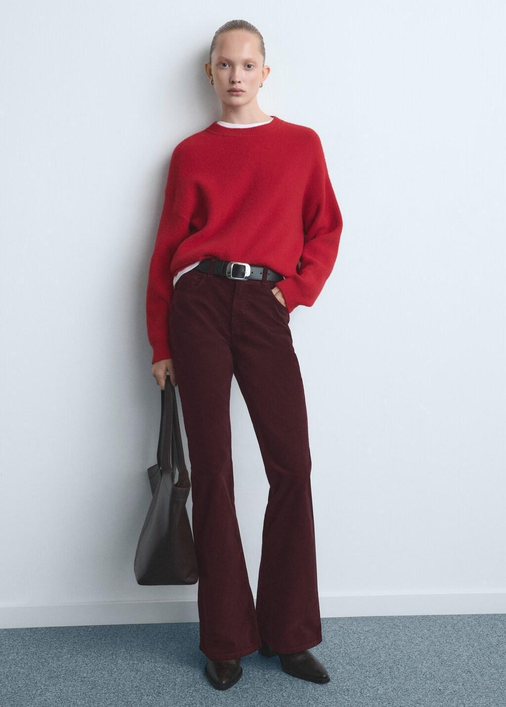 Red Velvet Flared Jeans, 0201_77, large image number 0