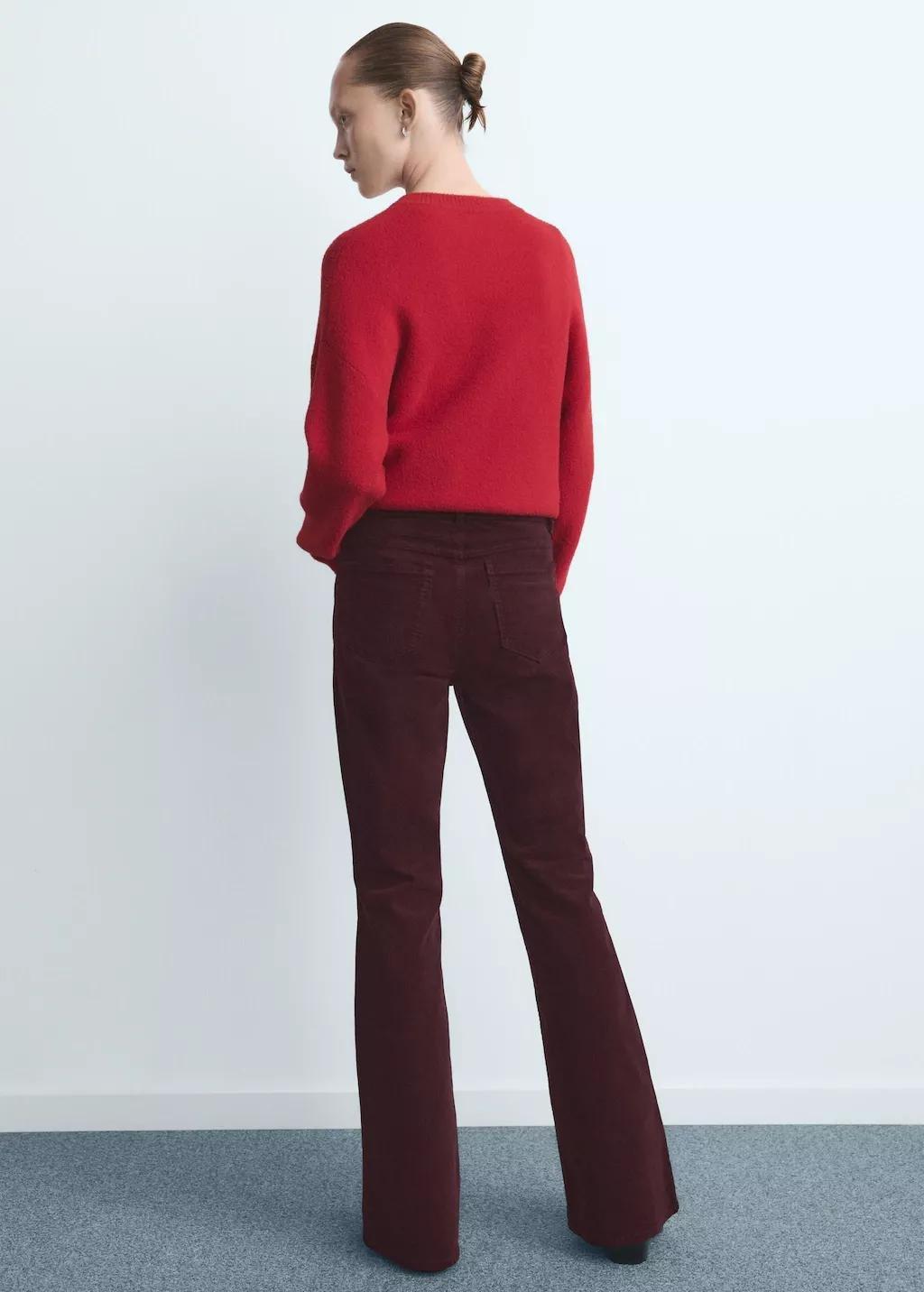 Red Velvet Flared Jeans, 0201_77, large image number 2