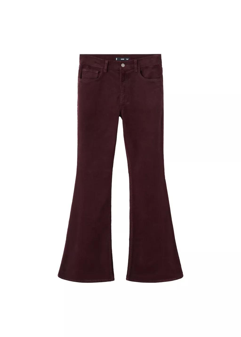 Red Velvet Flared Jeans, Dark Red, large image number 5