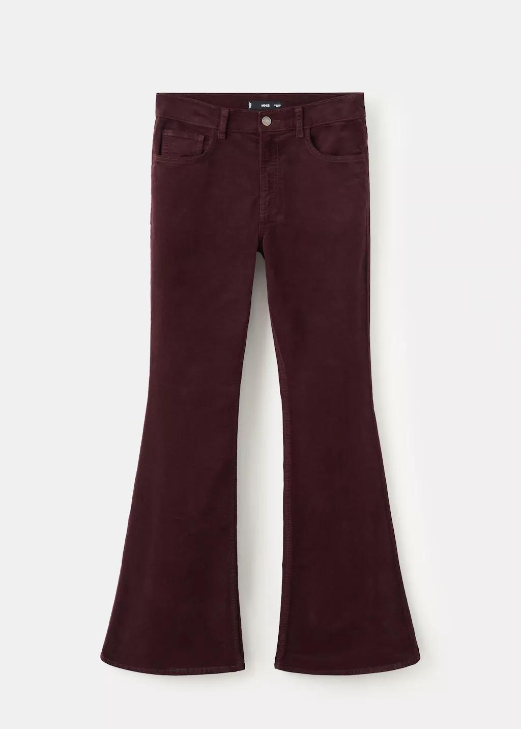 Red Velvet Flared Jeans, Dark Red, large image number 6