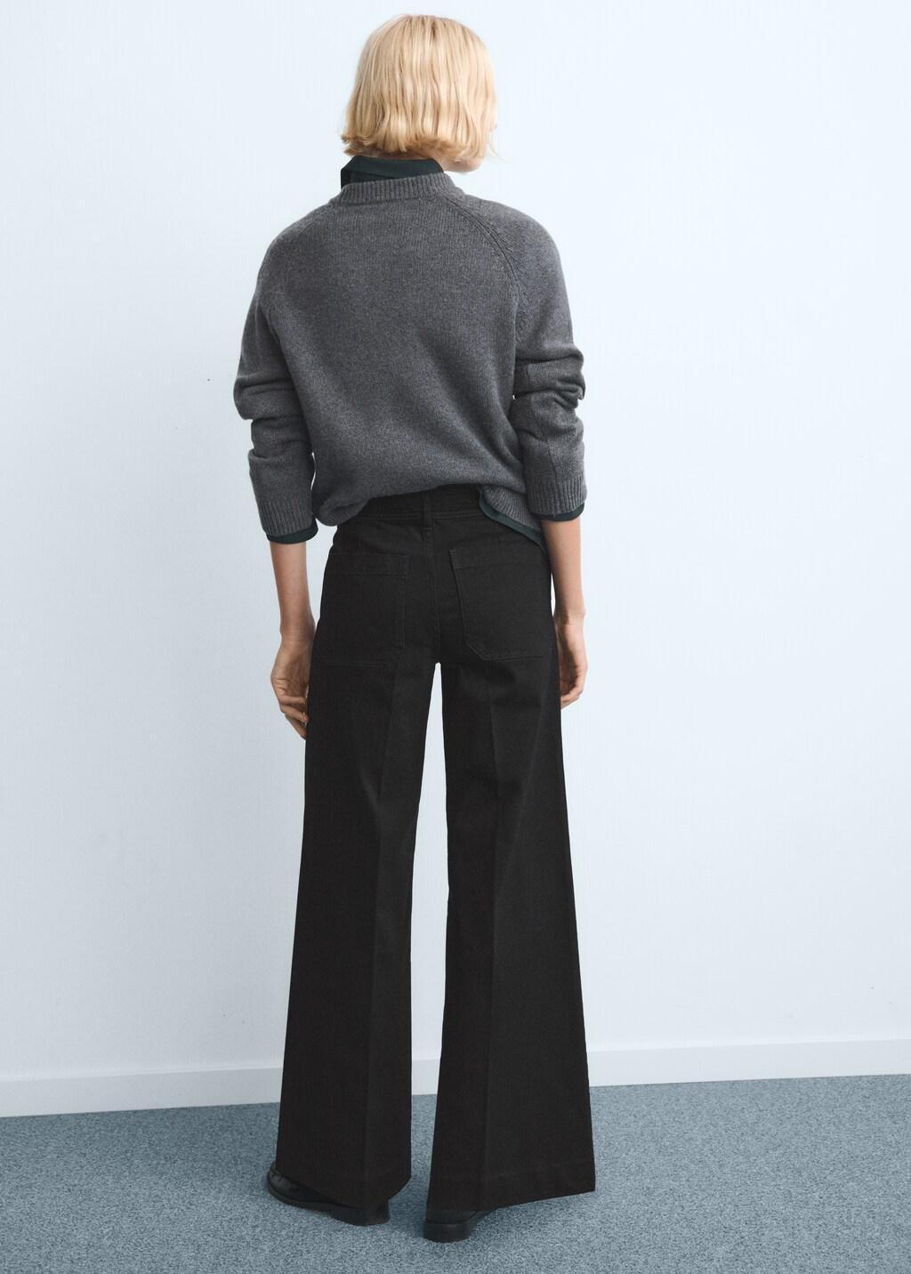Grey Wide-Leg Jeans With Pockets, Open Grey, large image number 2