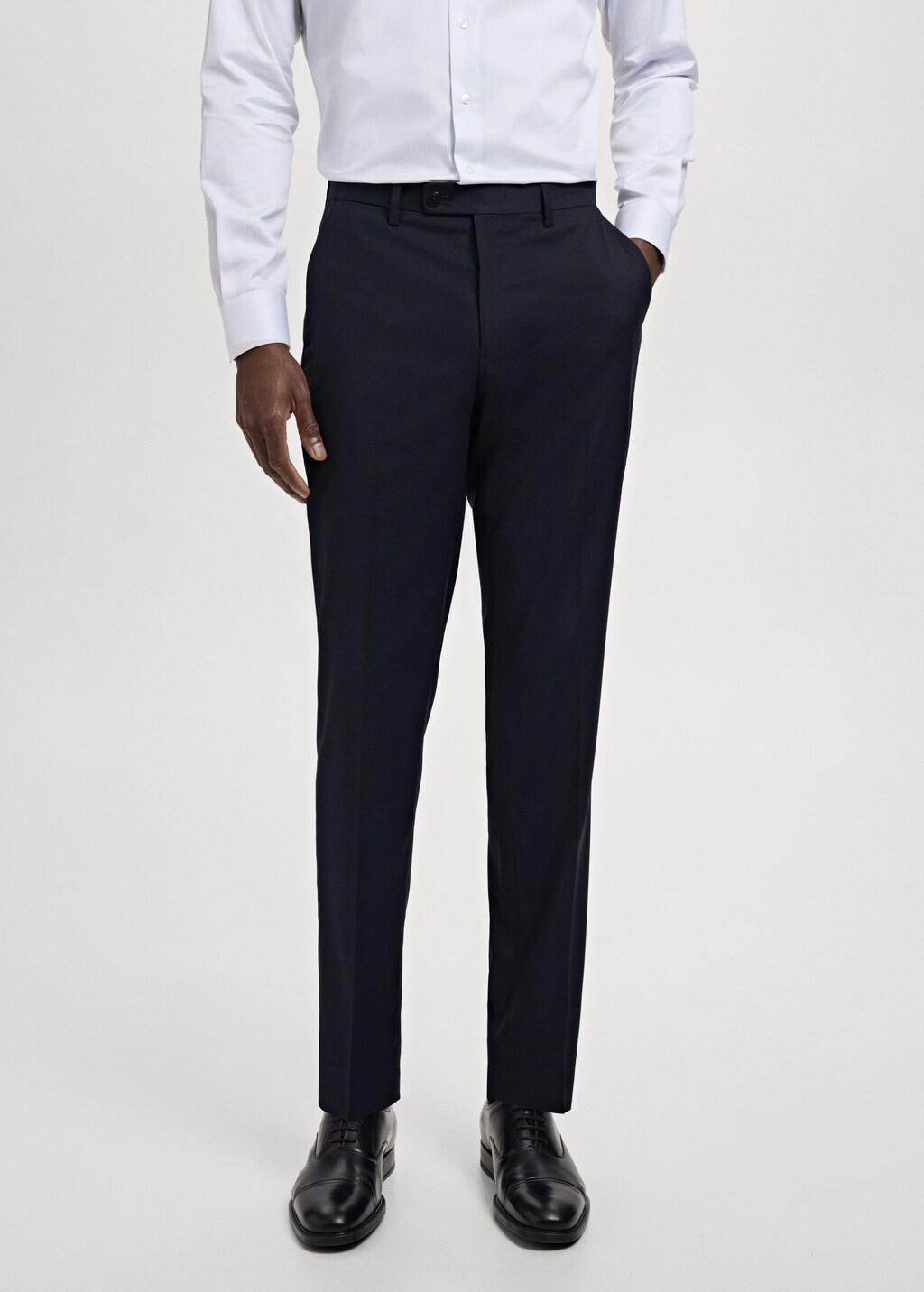 Navy Milan Slim-Fit Suit Trousers, Navy, large image number 3