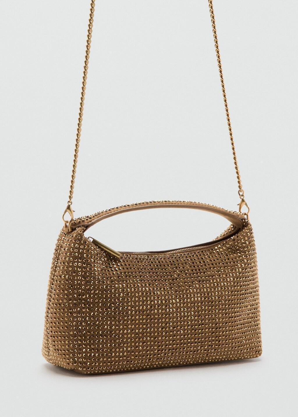 Yellow Handbag With Rhinestones, Dark Yellow, large image number 0