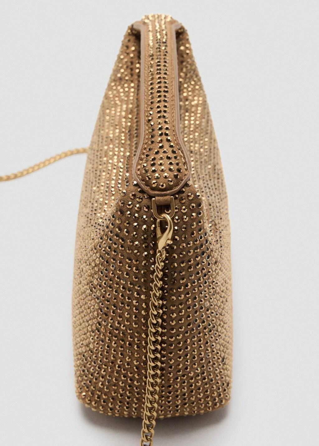 Yellow Handbag With Rhinestones, Dark Yellow, large image number 1