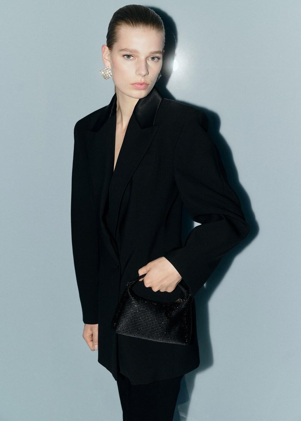 Black Handbag With Rhinestones, Black, large image number 0