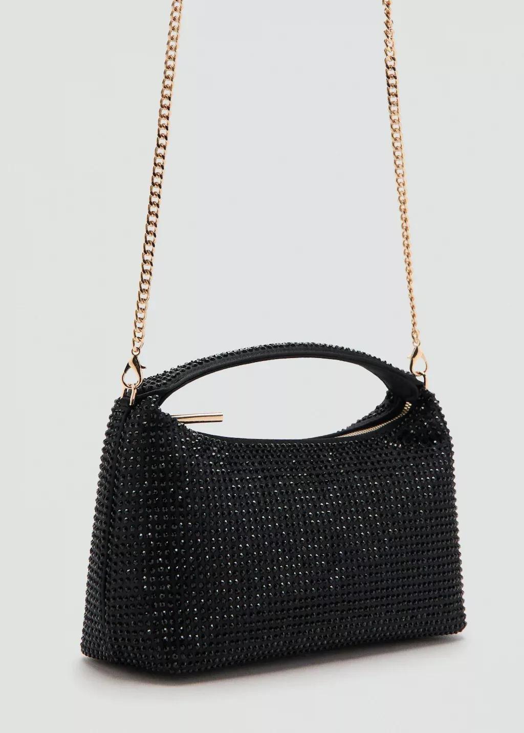 Black Handbag With Rhinestones, Black, large image number 1