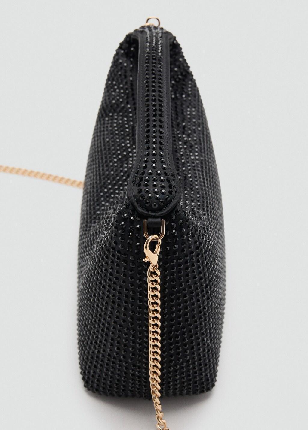 Black Handbag With Rhinestones, Black, large image number 2