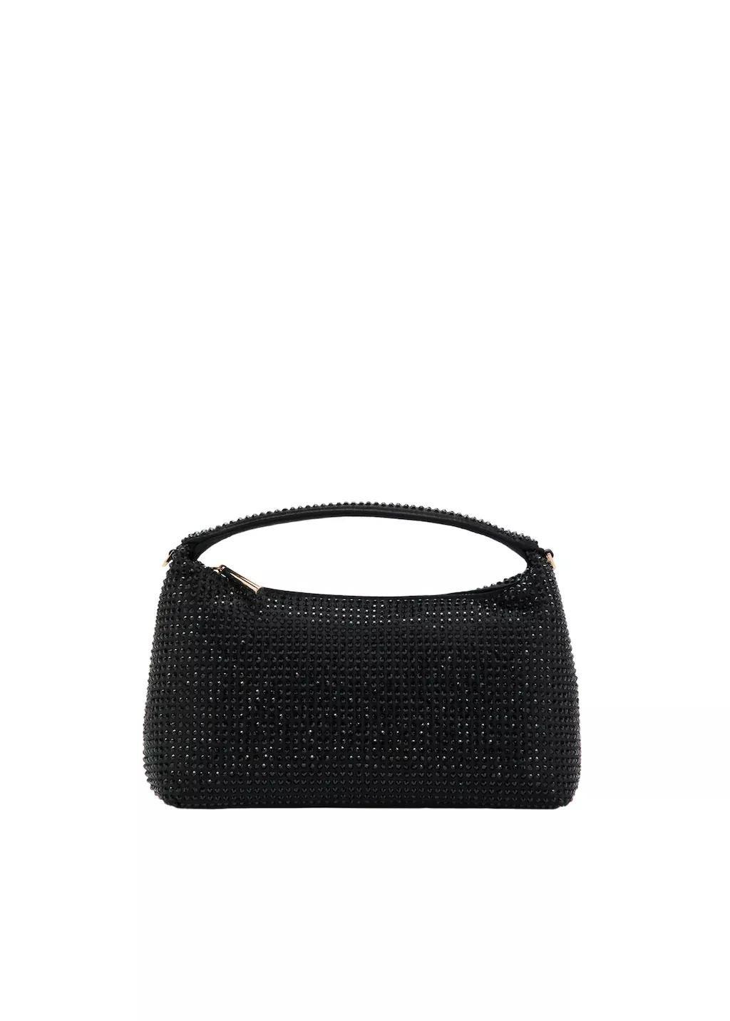 Black Handbag With Rhinestones, Black, large image number 3