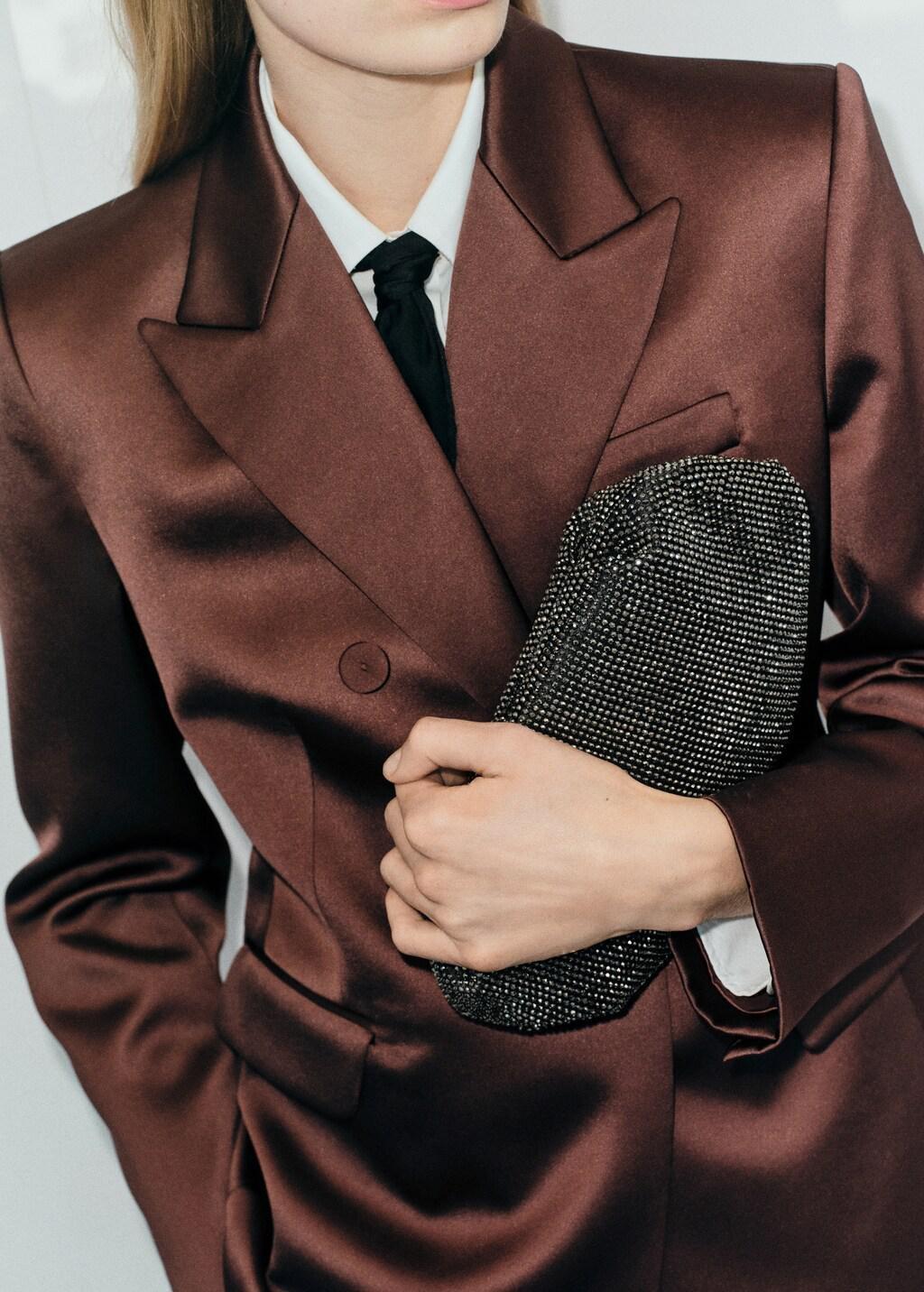 Black Crystal Clutch Bag, Black, large image number 0