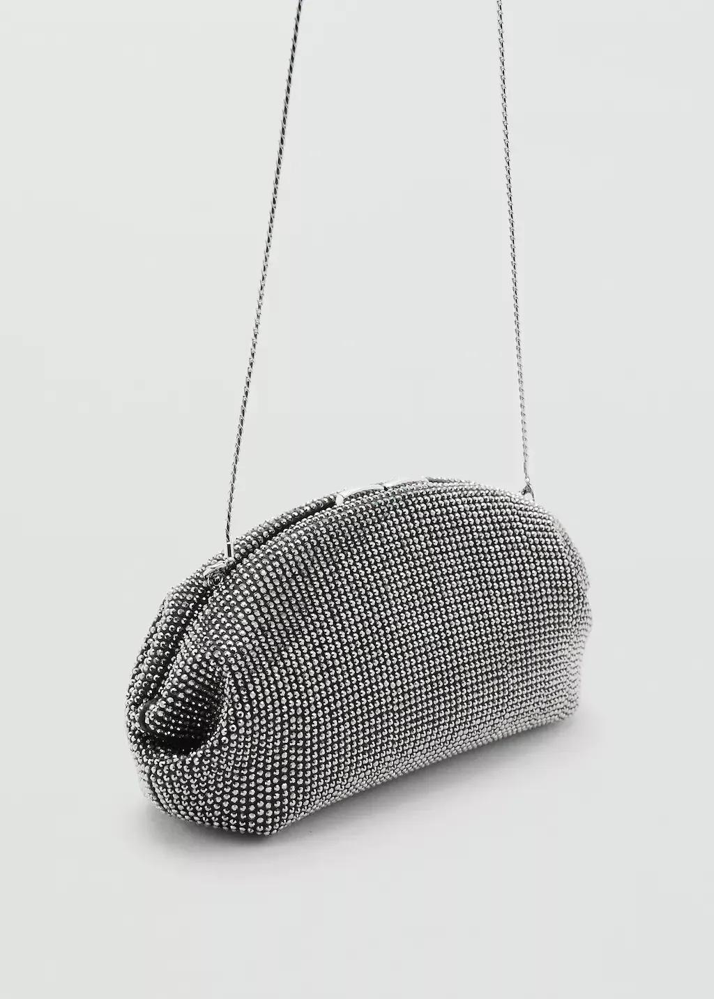 Black Crystal Clutch Bag, Black, large image number 1