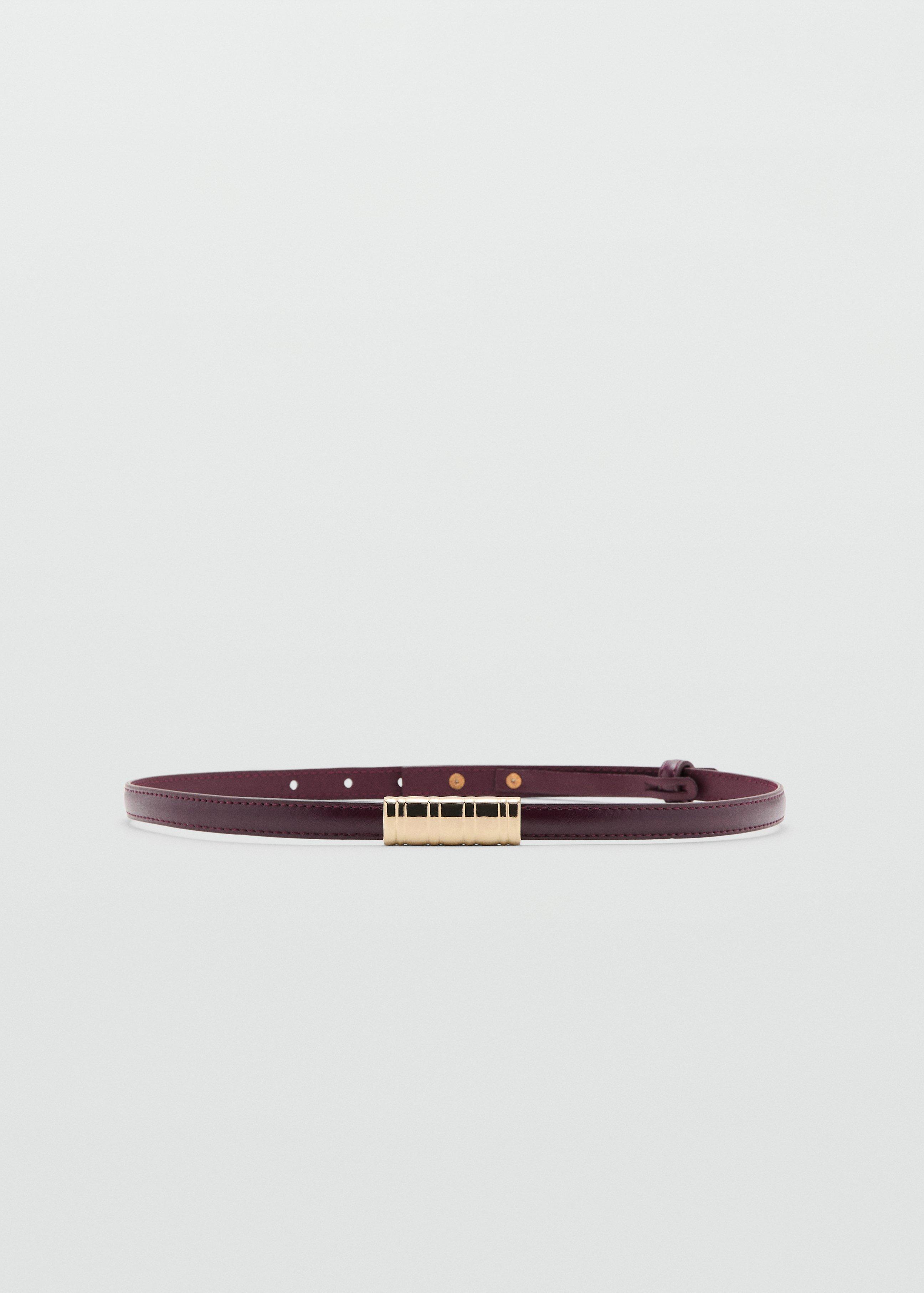 Red Thin Belt With Metal Detail, Dark Red, large image number 0