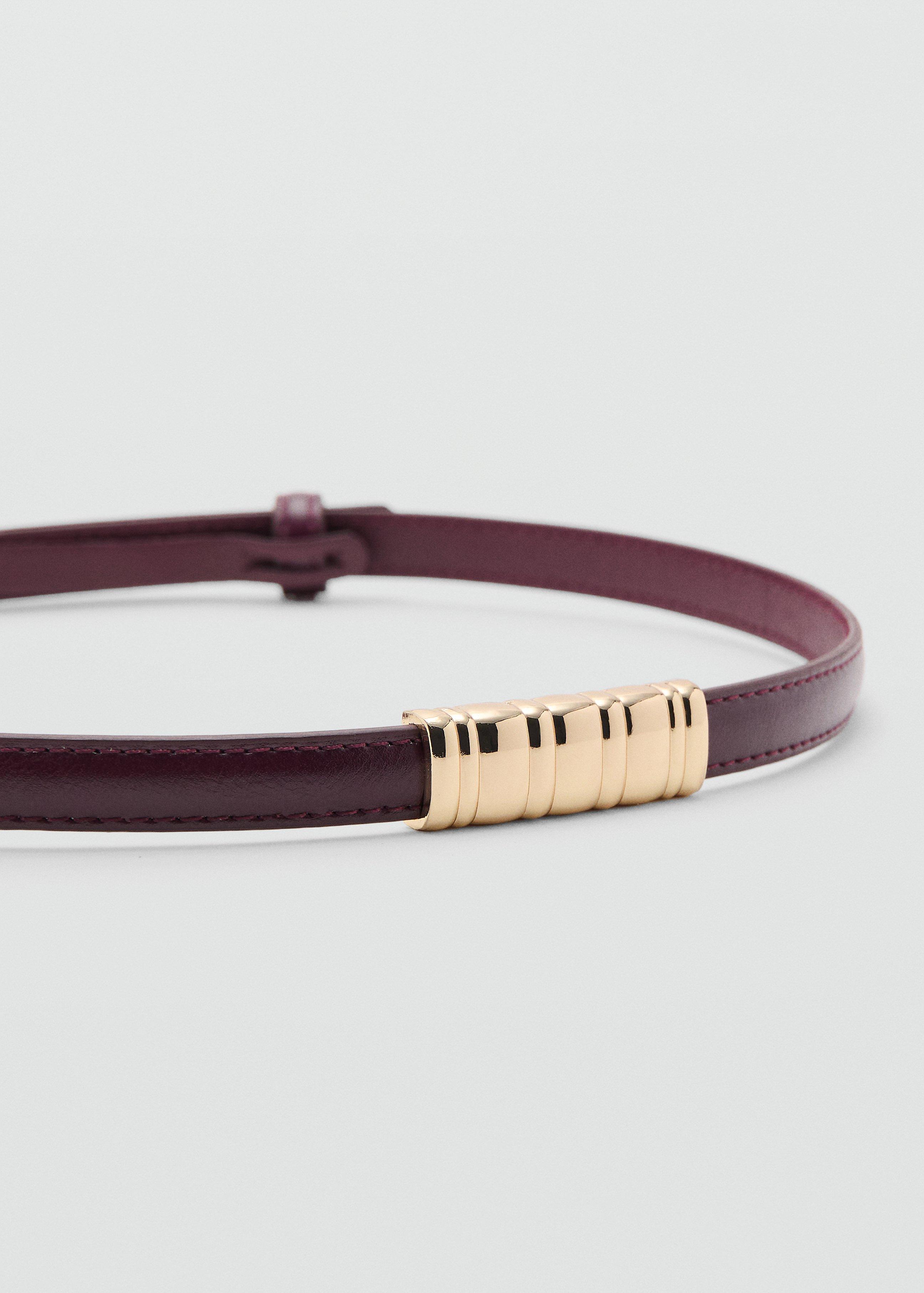 Red Thin Belt With Metal Detail, Dark Red, large image number 1
