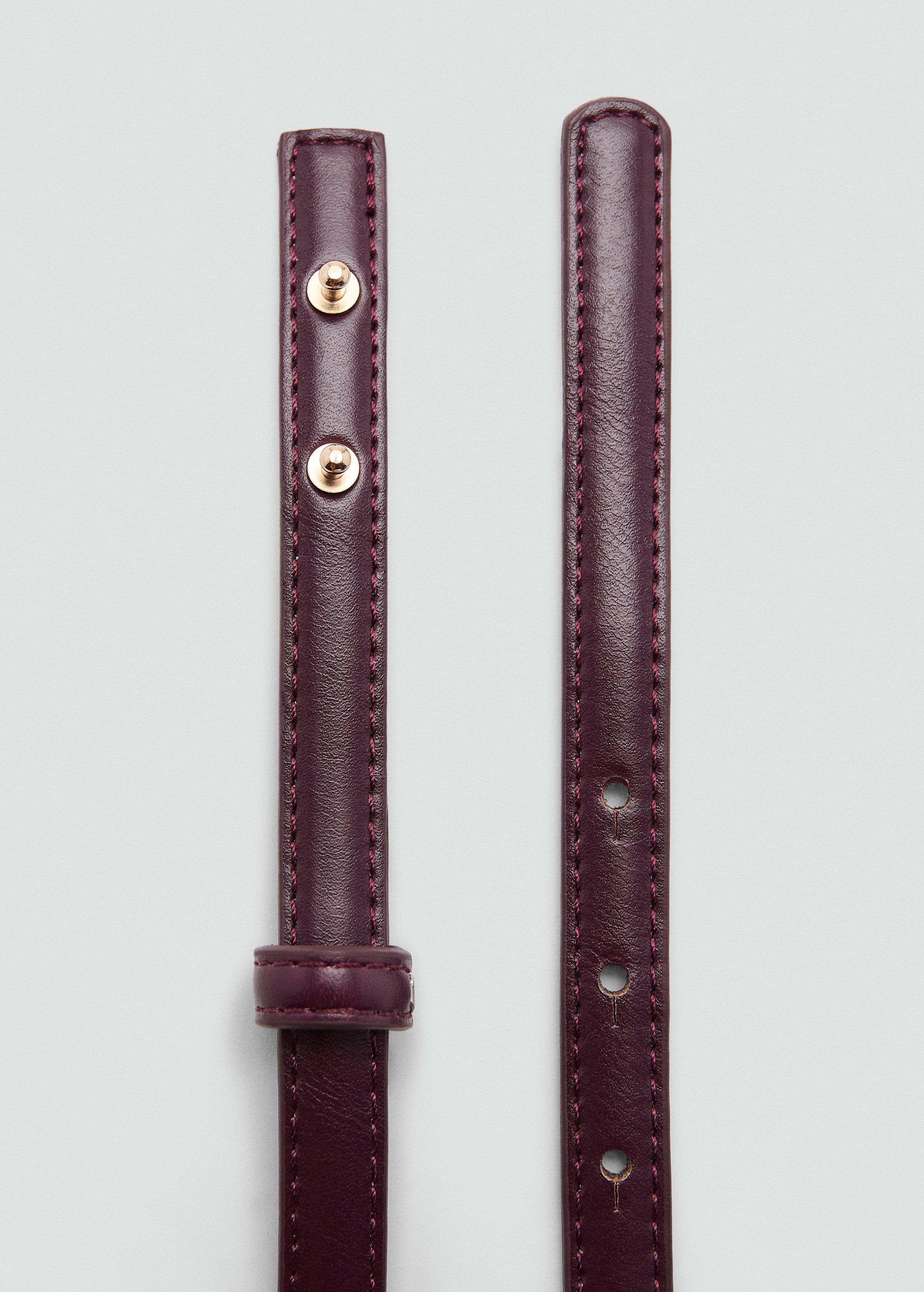 Red Thin Belt With Metal Detail, Dark Red, large image number 2