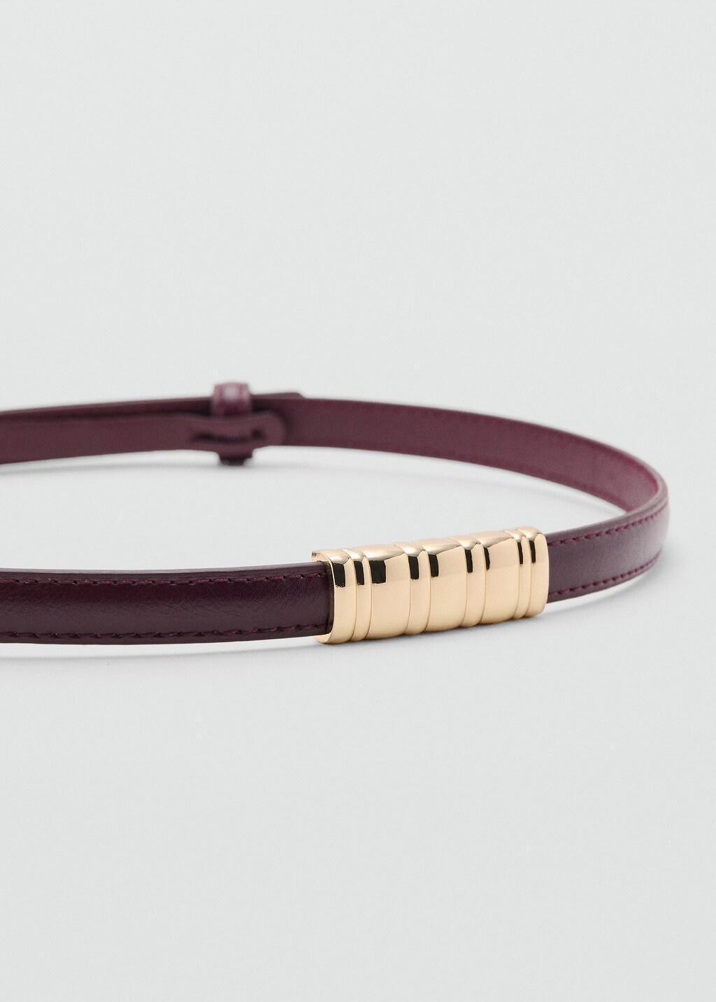 Red Thin Belt With Metal Detail, Dark Red, large image number 4