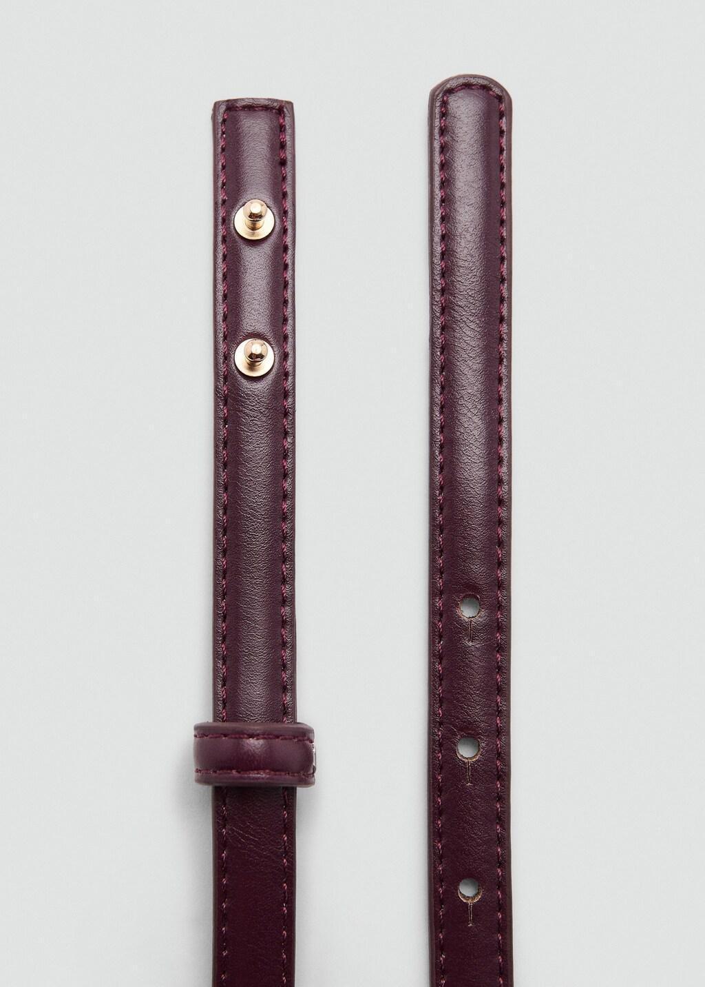 Red Thin Belt With Metal Detail, Dark Red, large image number 5