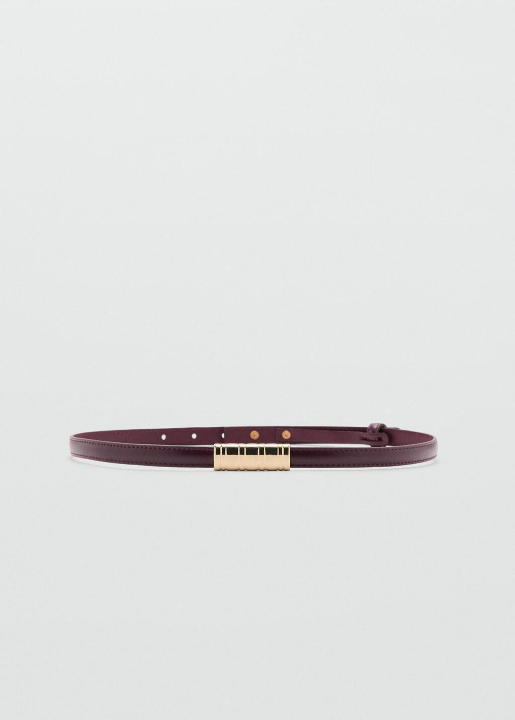 Red Thin Belt With Metal Detail, Dark Red, large image number 7