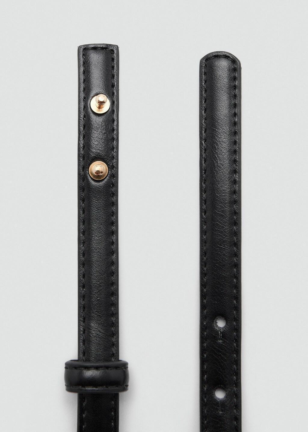 Black Thin Belt With Metal Detail, Black, large image number 6